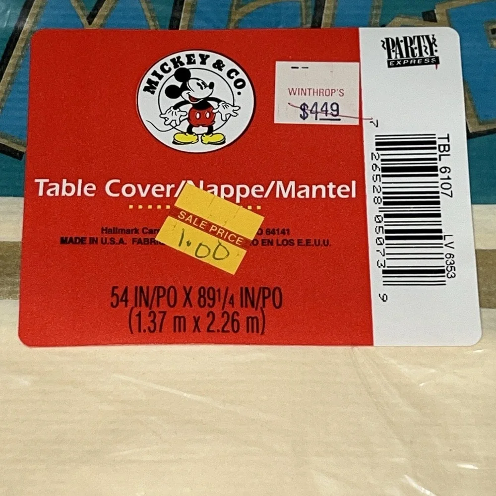 NEW Vintage Mickey & Co Disney Table Cover Paper Mickey Minnie Tablecloth Paper‎